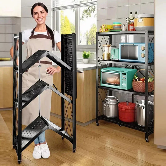 Foldable 4-Tier Metal Wire Storage Shelf