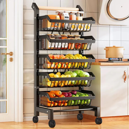 5-Tier Rolling Kitchen Storage Trolley